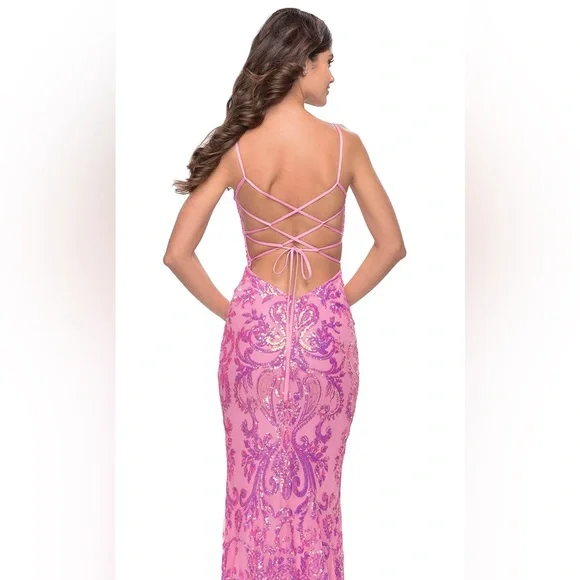 La Femme 31521 - Print Sequin Prom Dress - Picture 2 of 5